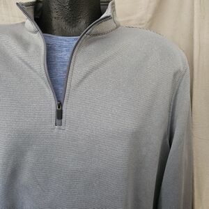 Hickey Freeman Striped Zip-Up Sweater Size XL